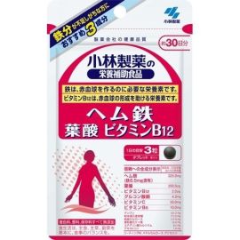 【Kobayashi】 Heme Iron Folic Acid Vitamin B12 90 tablets 4987072021392image